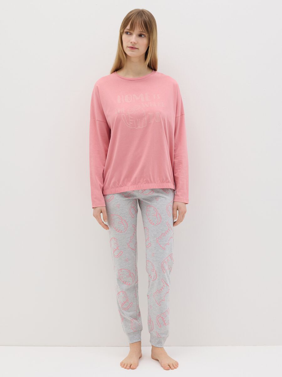 Long pyjamas in jersey with cats print_0
