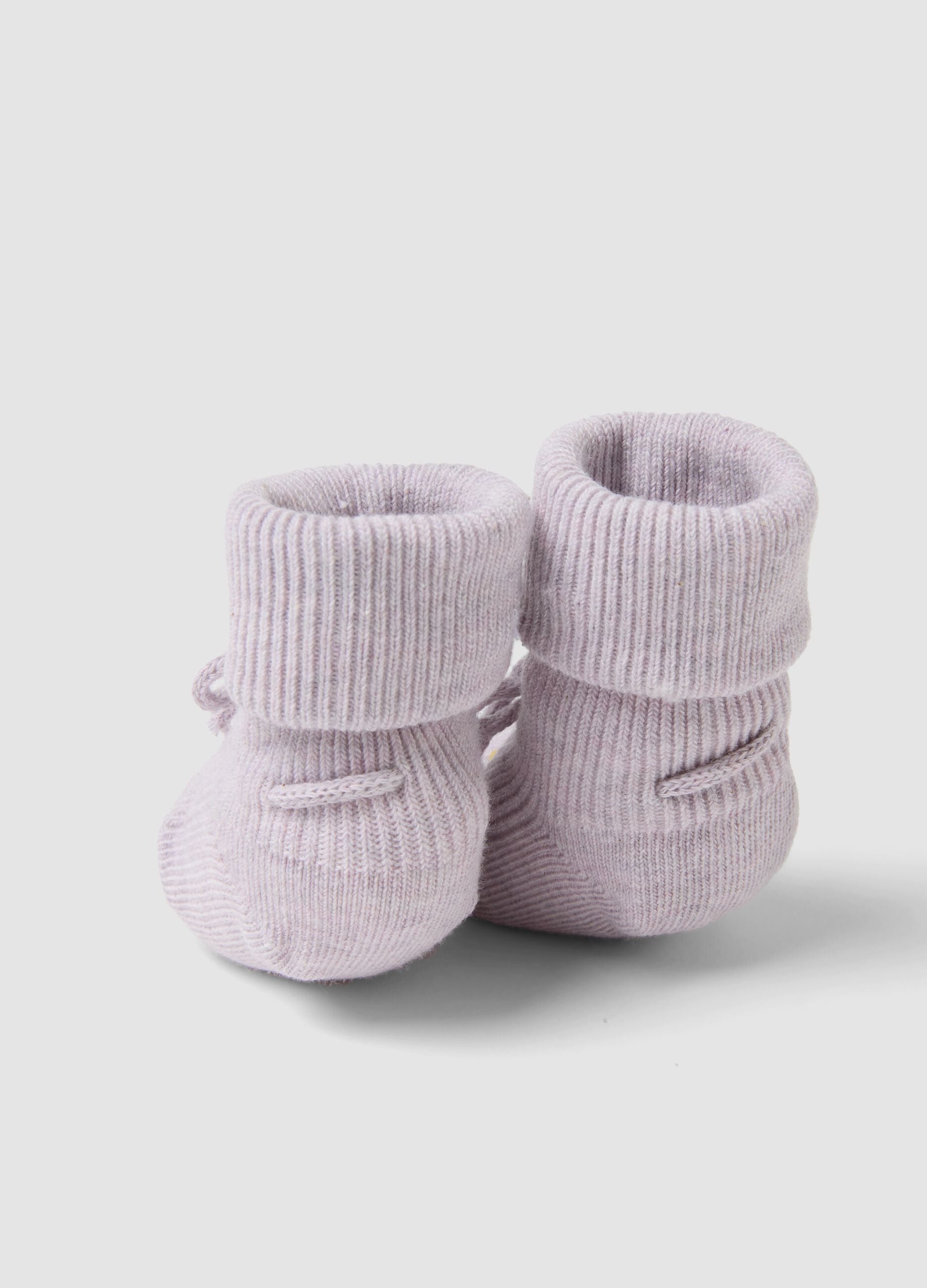 Pink organic cotton knitted baby girl booties