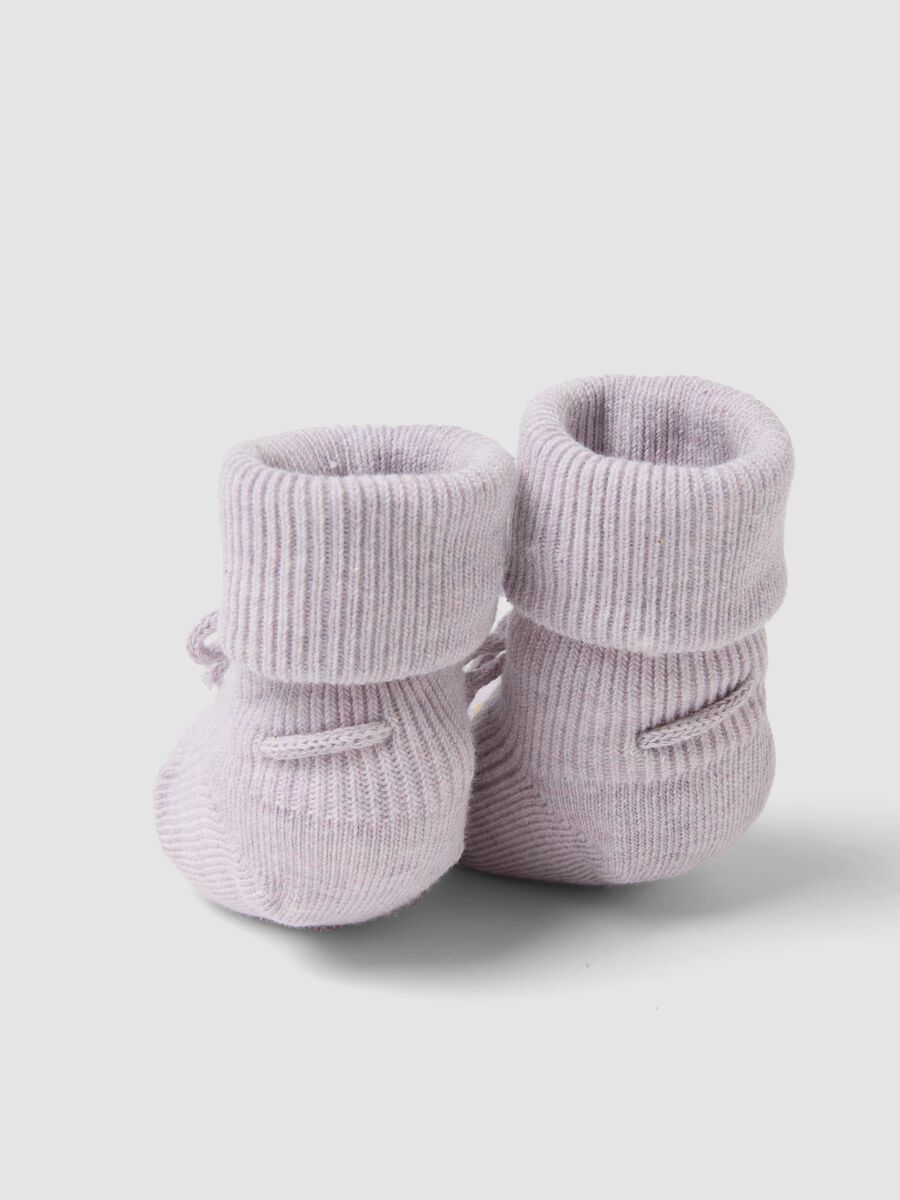 Scarpine rosa in maglia di cotone organico per neonata_2