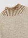 Beige regular fit sweater with ribbed collar and cut-out details_5