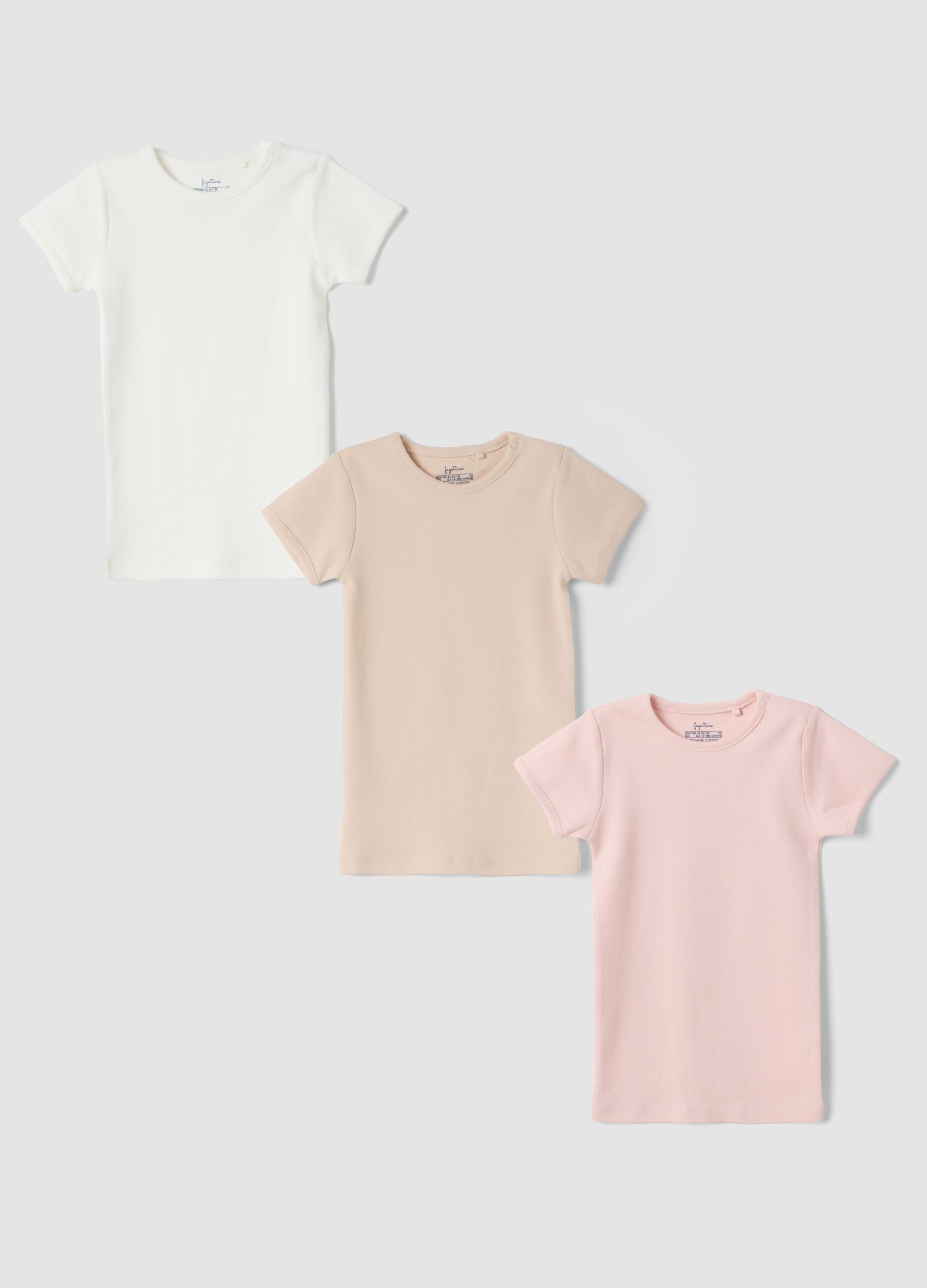 Three-pack of multicolour organic cotton crew-neck T-shirts