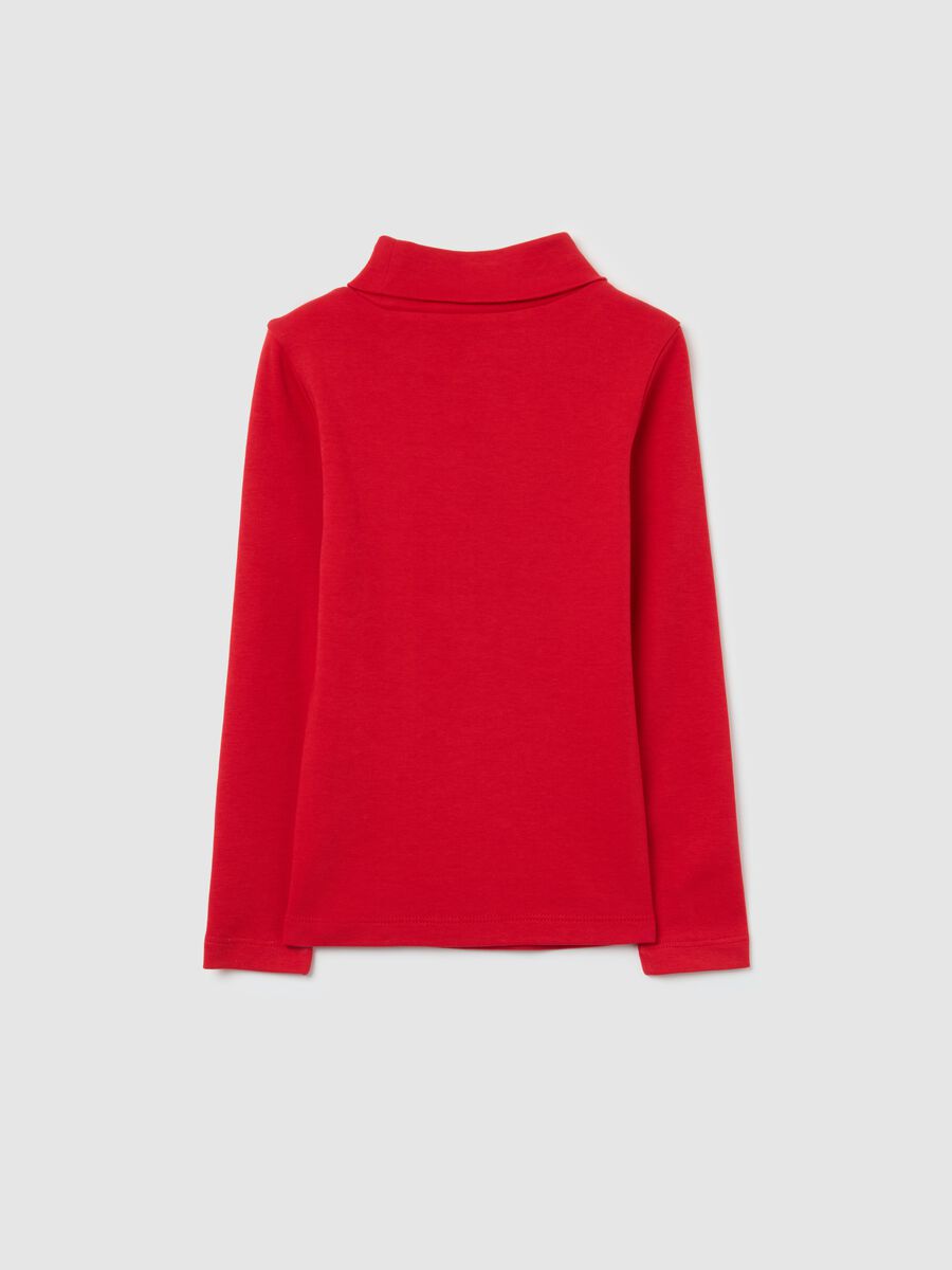 Girls' red regular fit Christmas sweater in pure cotton_1