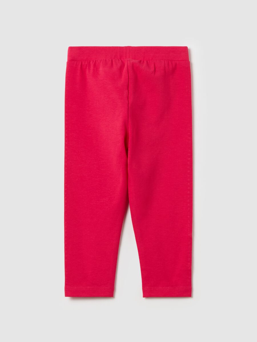 Stretch cotton leggings with diamanté motif_1