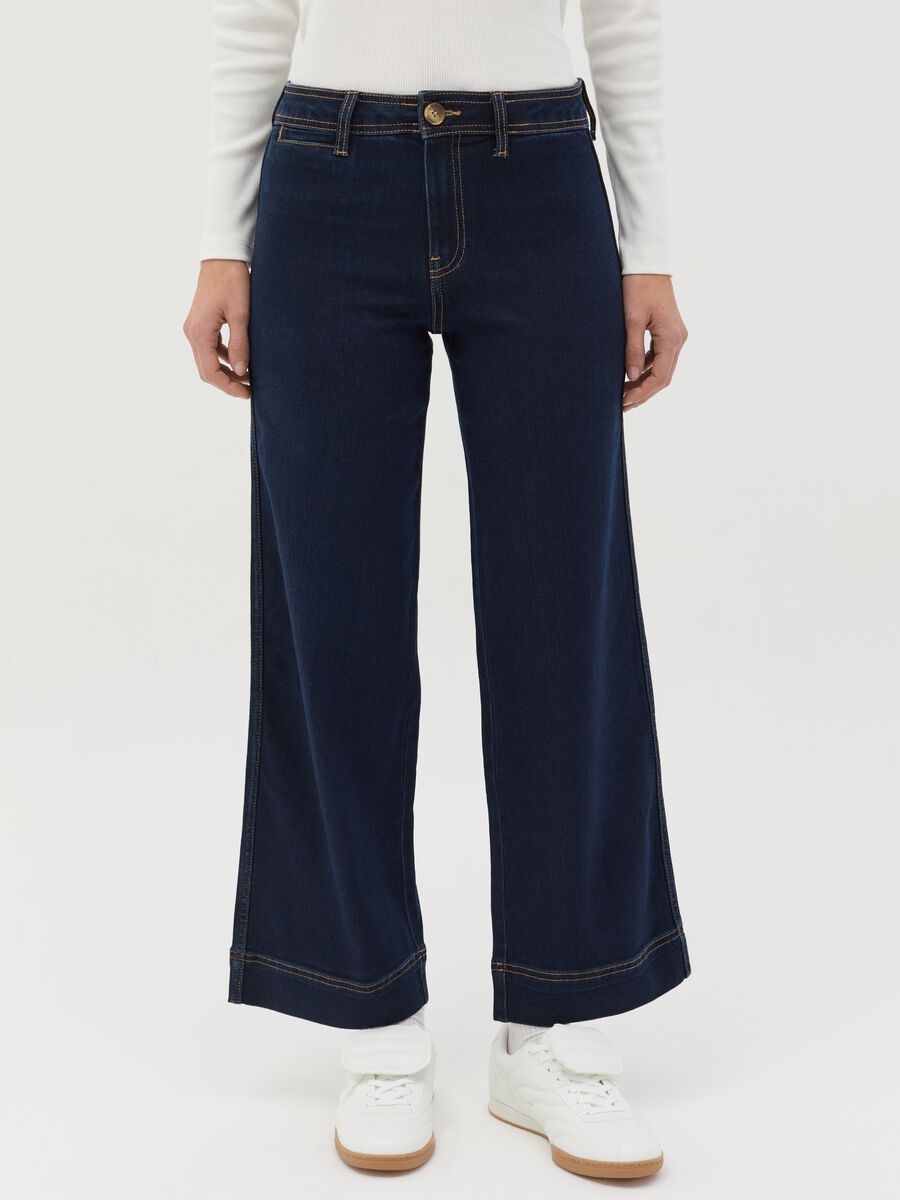 Flare-fit high-rise culotte jeans_1