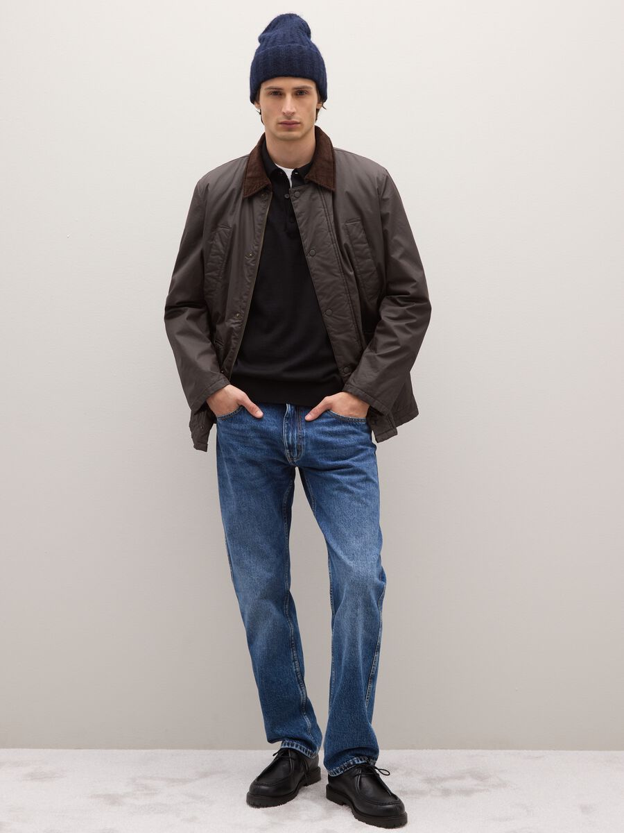 Brown padded jacket with zip and buttons_2