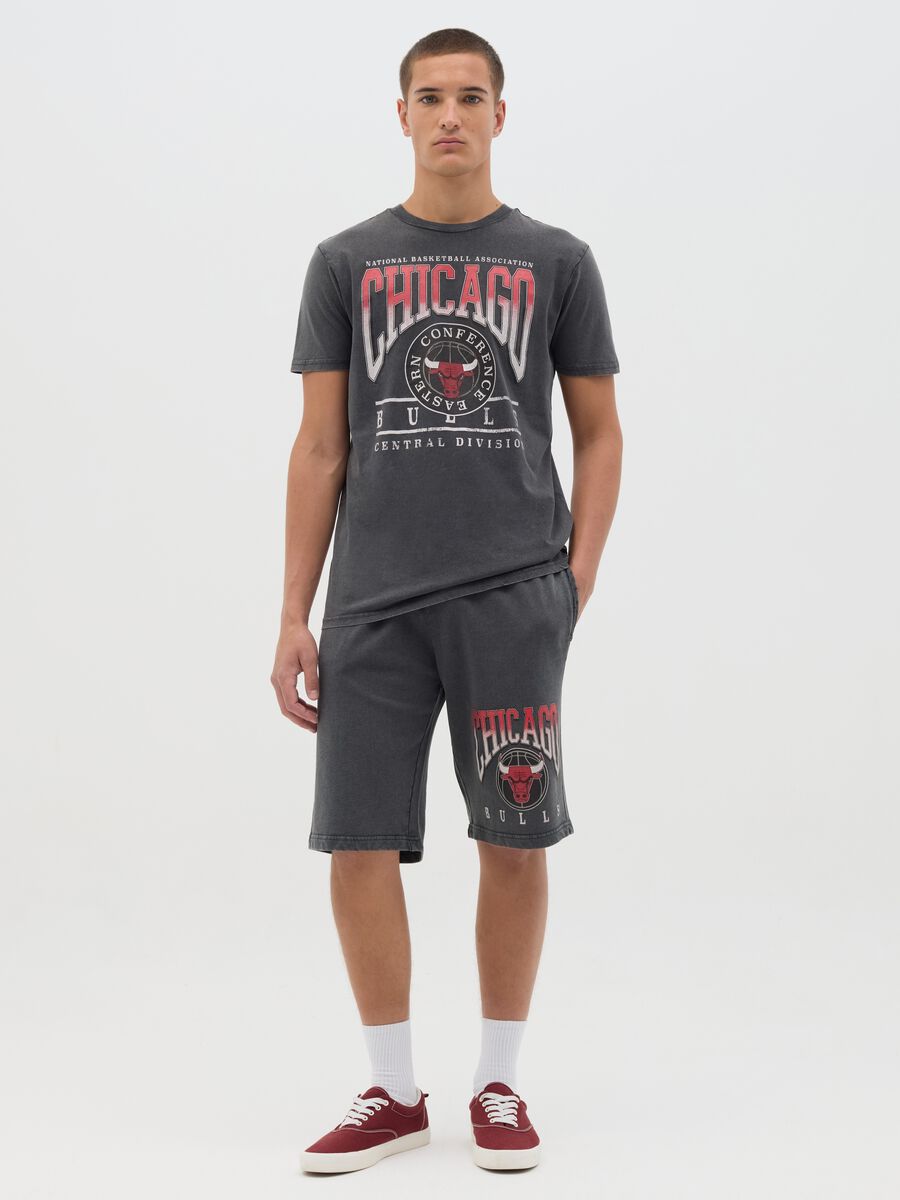 Men's Grey Chicago Bulls Cotton Sports Shorts_0