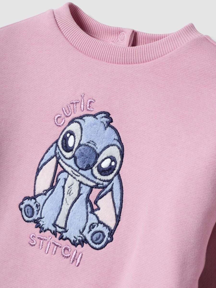 Completo jogging rosa in puro cotone con ricamo Lilo & Stitch per bimba_2