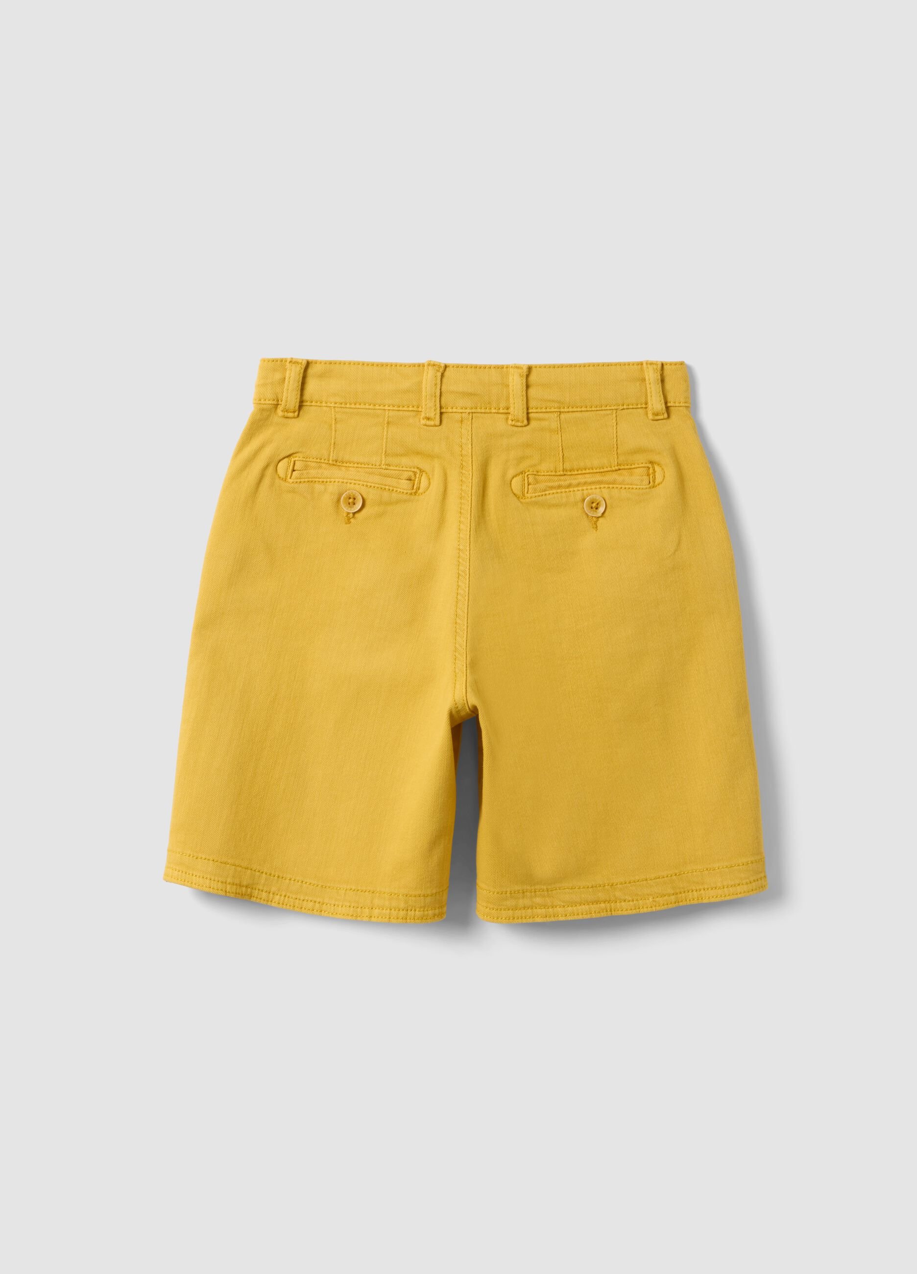 Shorts cargo baggy in cotone elasticizzato gialli da bambino