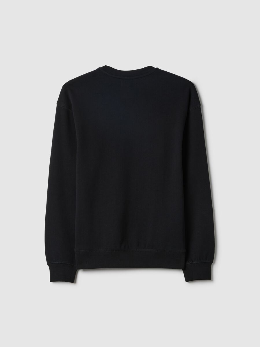 Felpa in puro cotone nera da ragazzo over fit con scritta_1