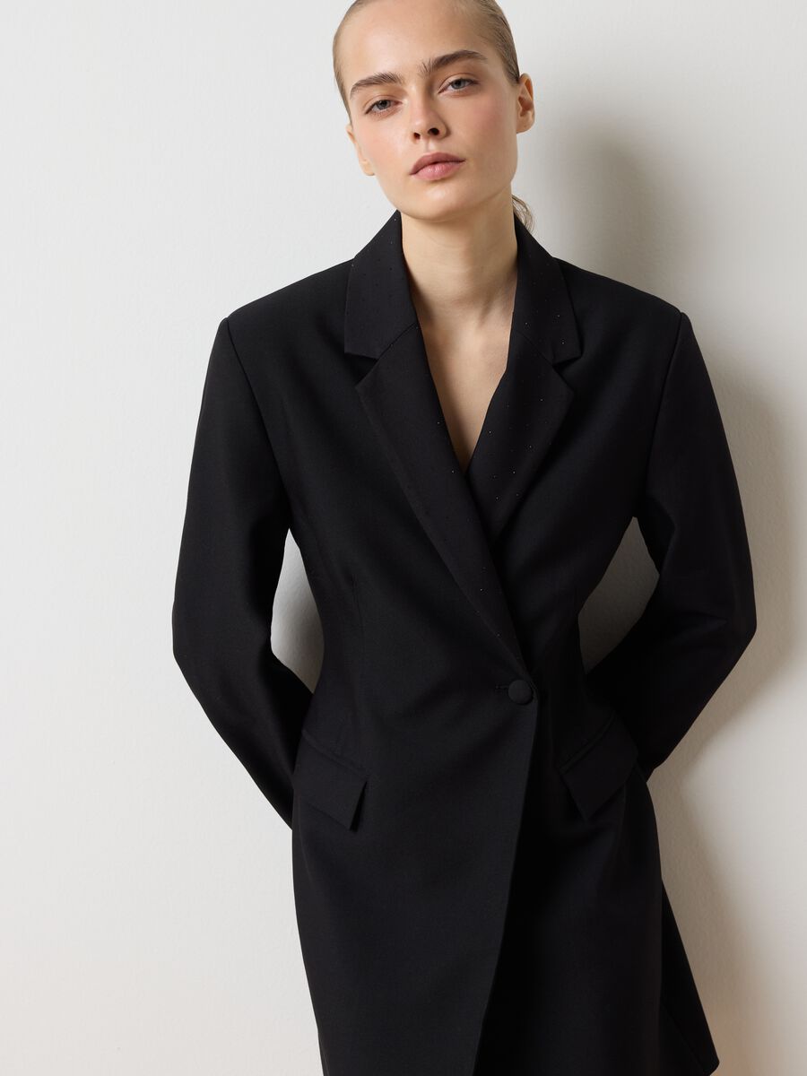 Elegant Black Fitted Dress with Zip_3