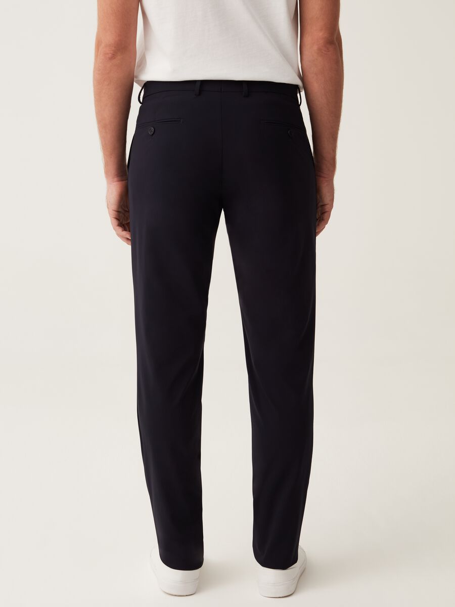 Slim-fit trousers in navy blue technical fabric_2