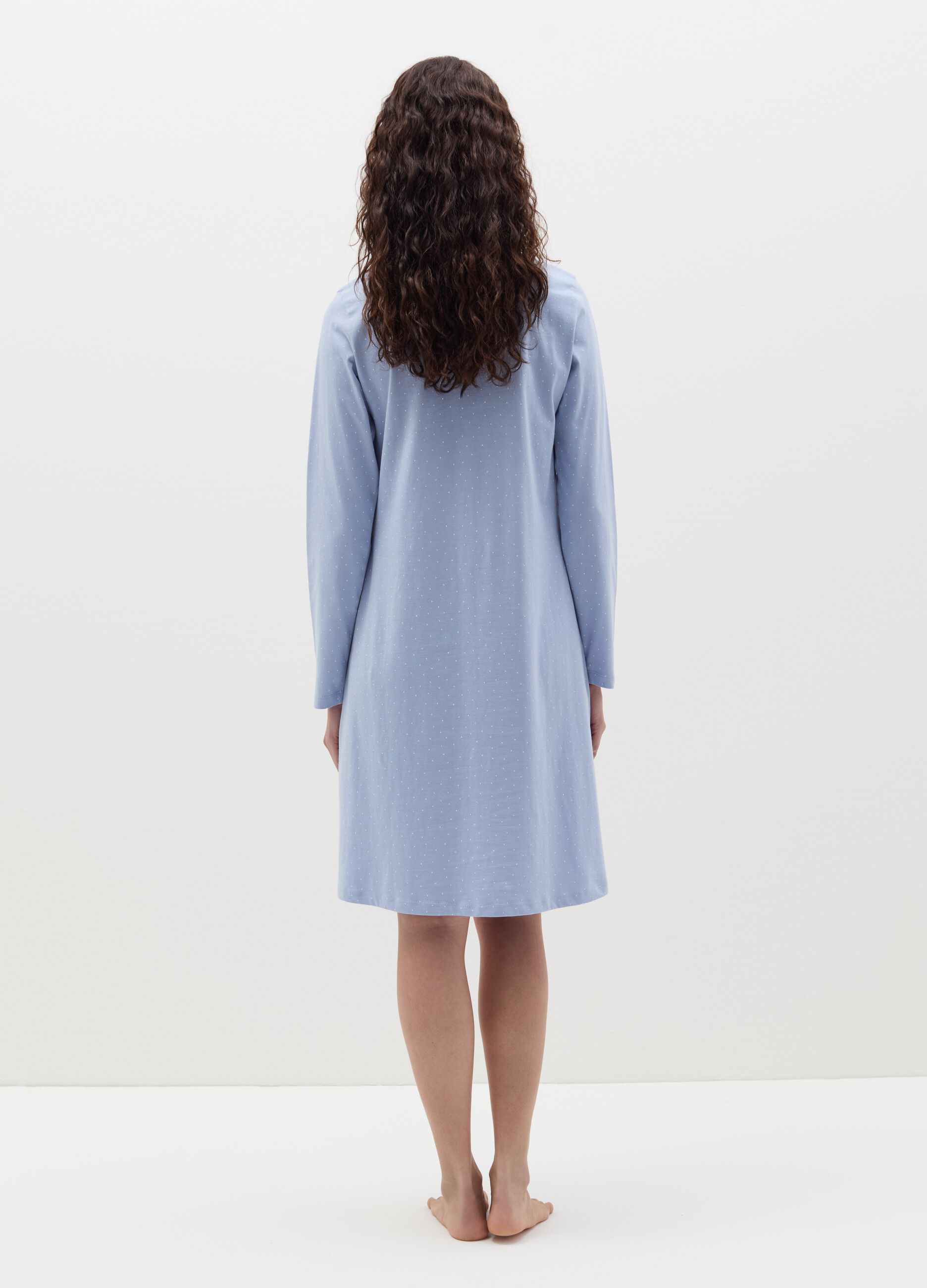 Micro dot nightshirt with buttons