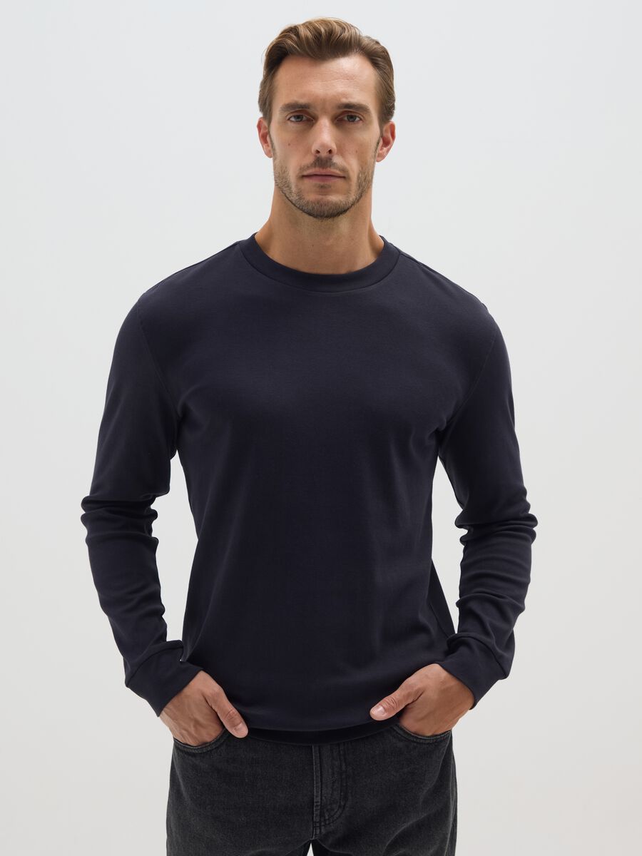 T-shirt in puro cotone blu regular fit_0