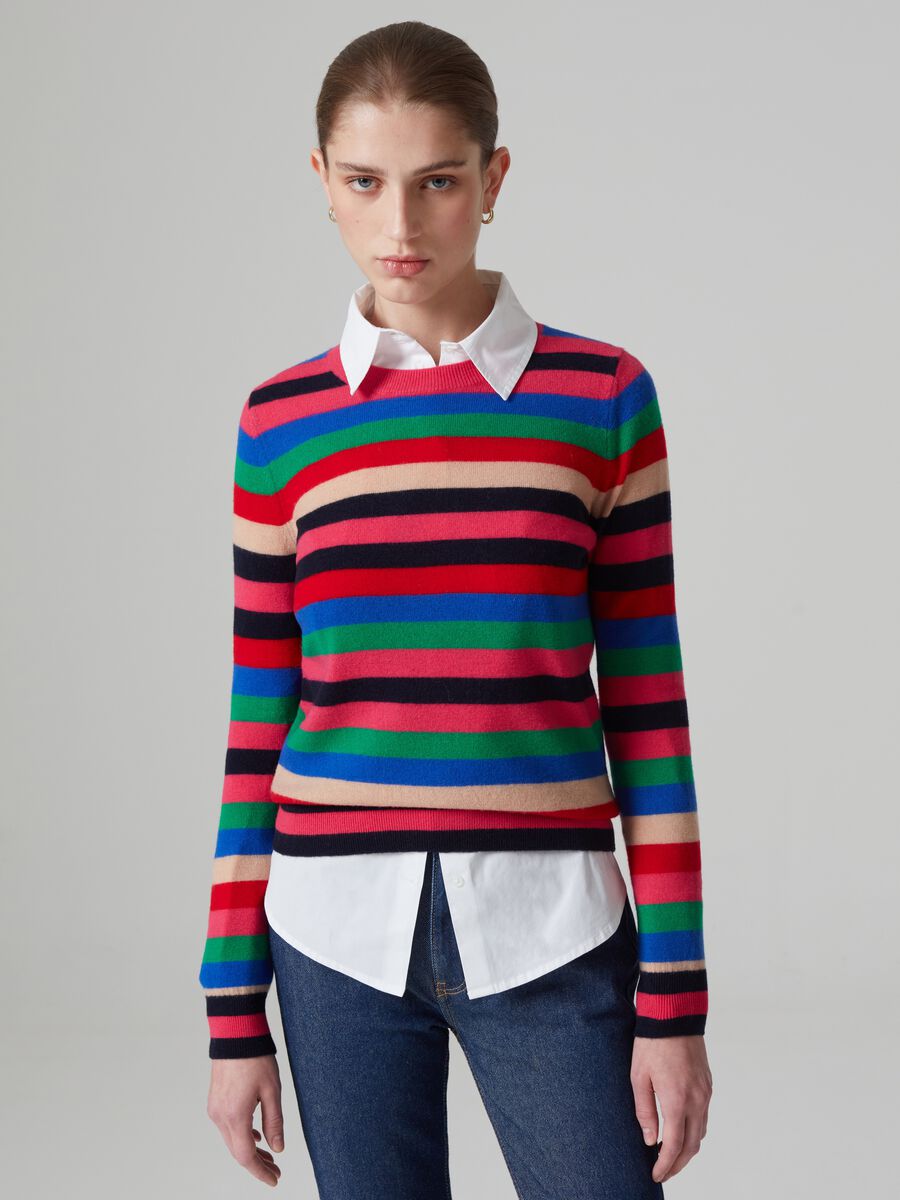 Maglia in lana a righe multicolor_1