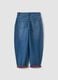 Girls&rsquo; blue baggy pure cotton jeans with embroidered turn-up hem_4