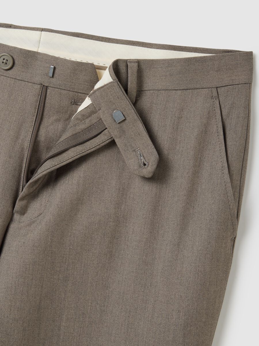 Pantaloni marroni slim in tessuto elasticizzato_5