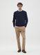 Beige Stretch Cotton Regular Fit Trousers_0
