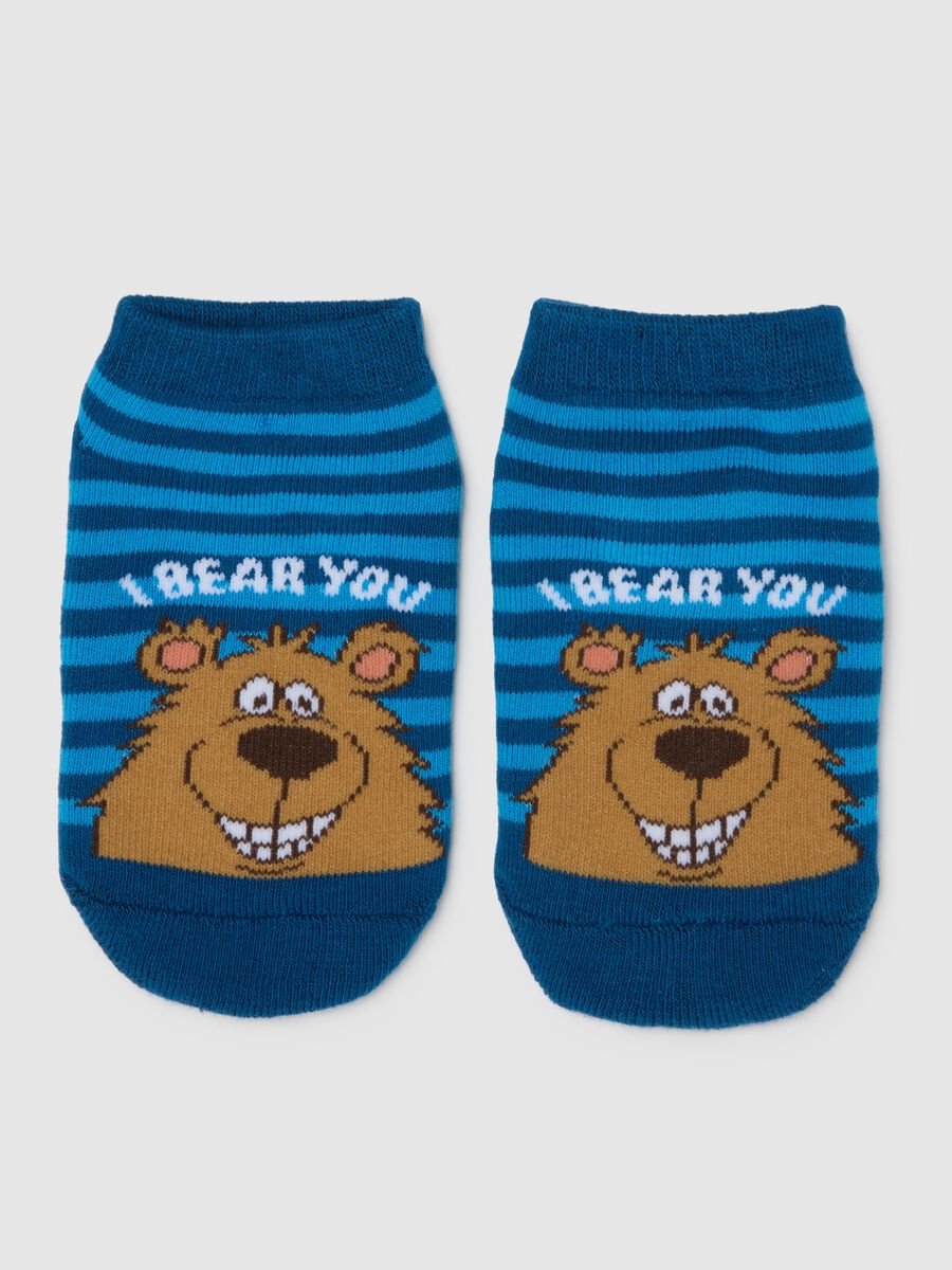 Children's multicolour striped anti-slip socks in cotton blend_1