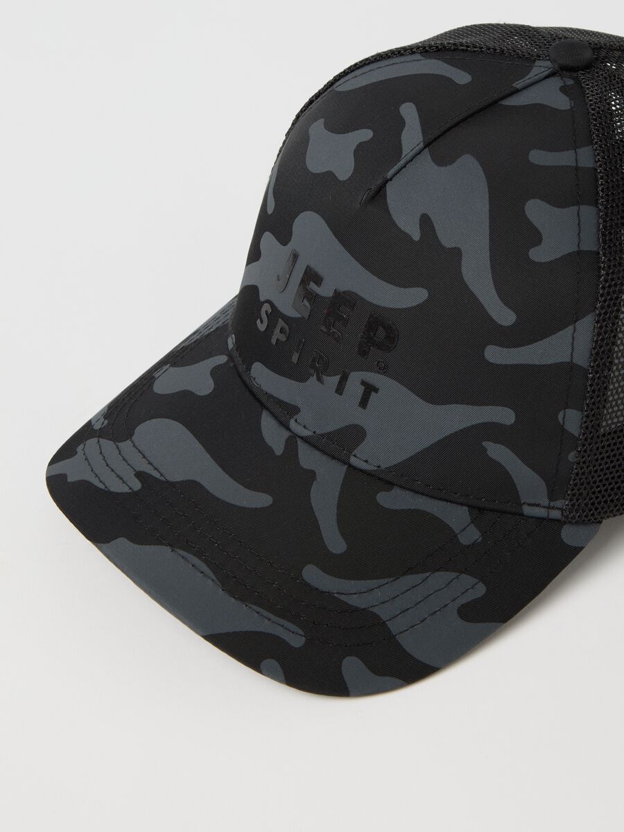 Black camouflage baseball cap with logo print_1