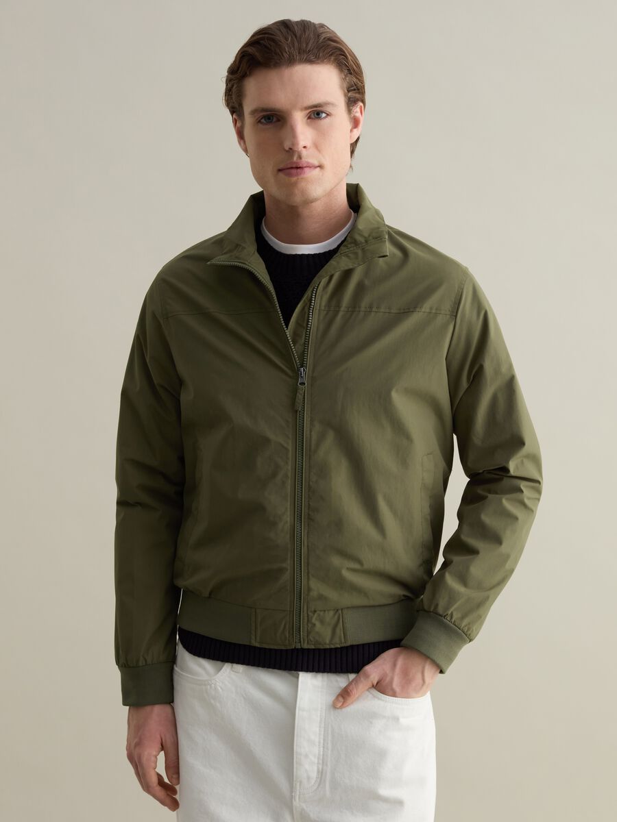 Full-zip bomber jacket with high neck_0