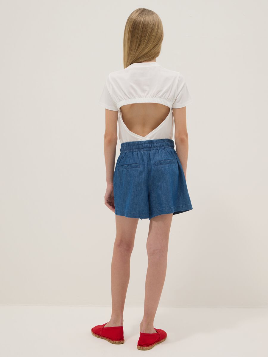 Shorts in puro cotone denim blu da ragazza regular fit_1