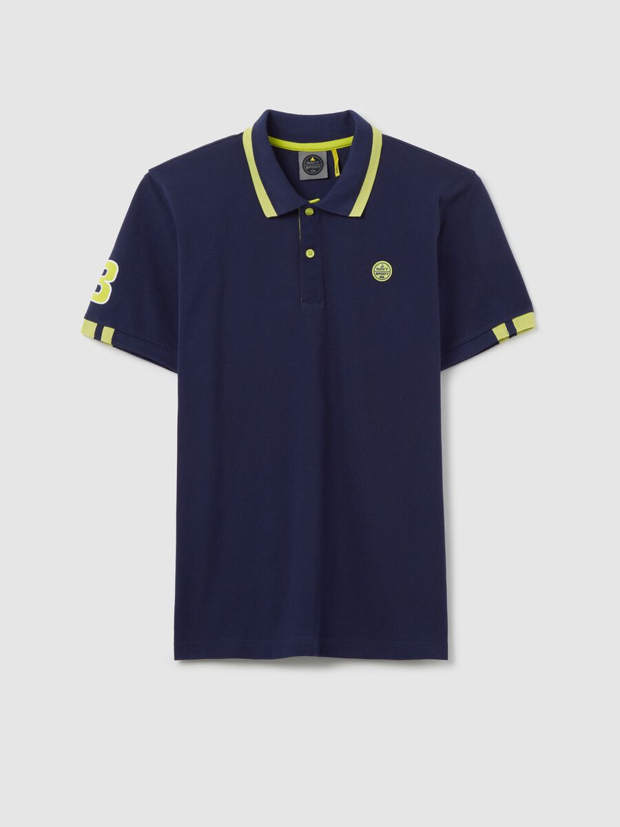 Blue polo shirt in cotton with Navy Sport patch_4