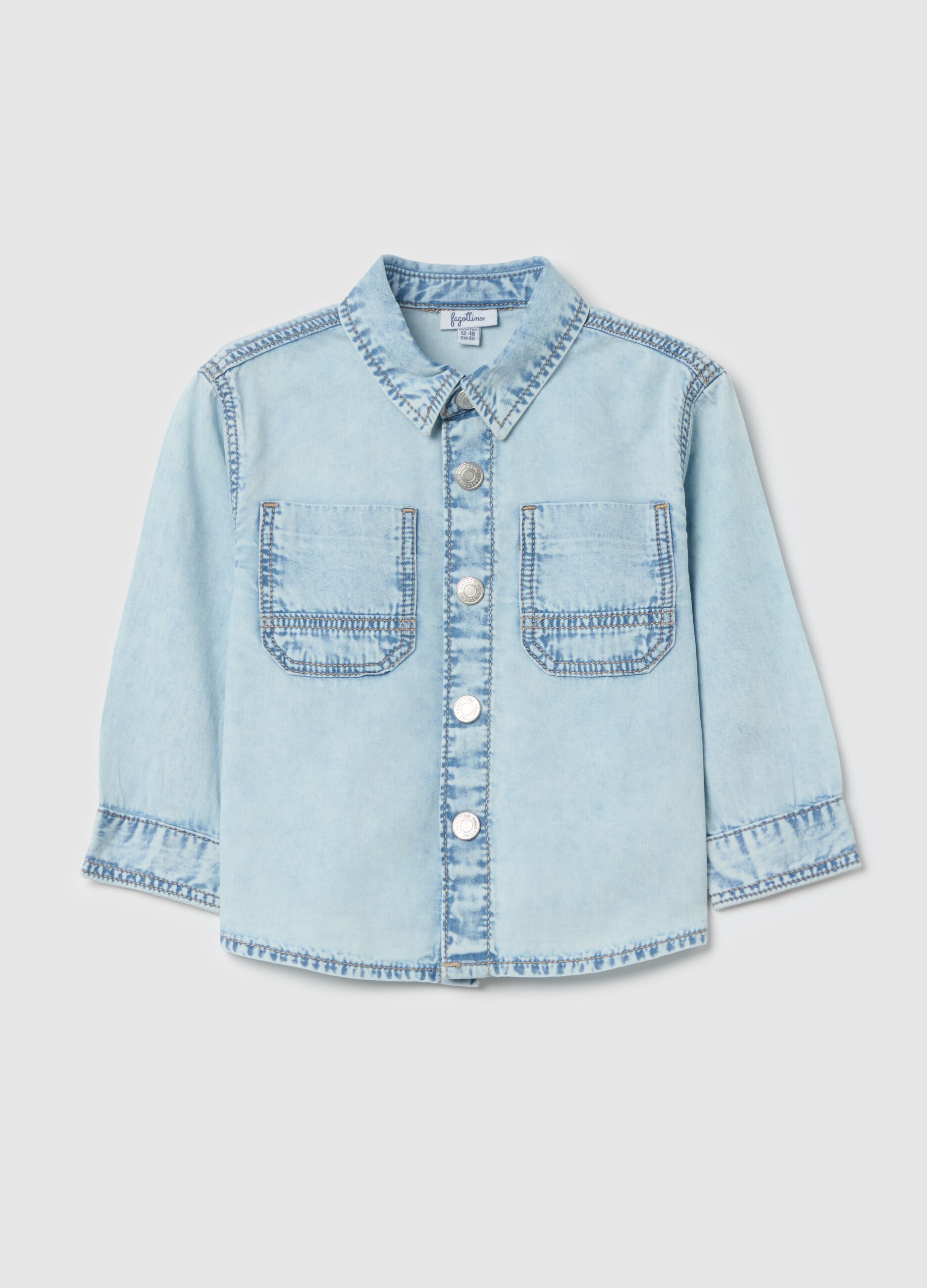 Acid wash denim shirt with pockets
