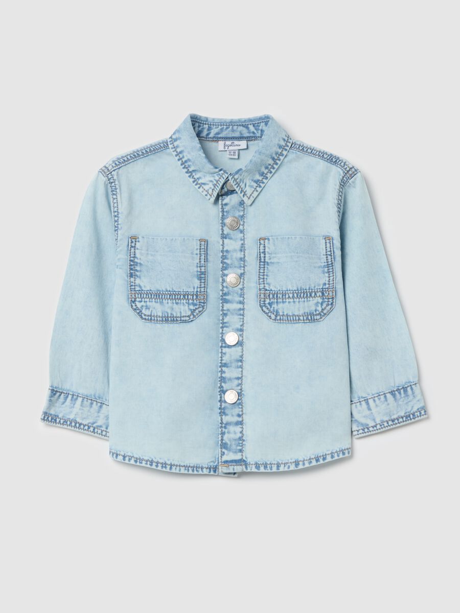 Acid wash denim shirt with pockets_0