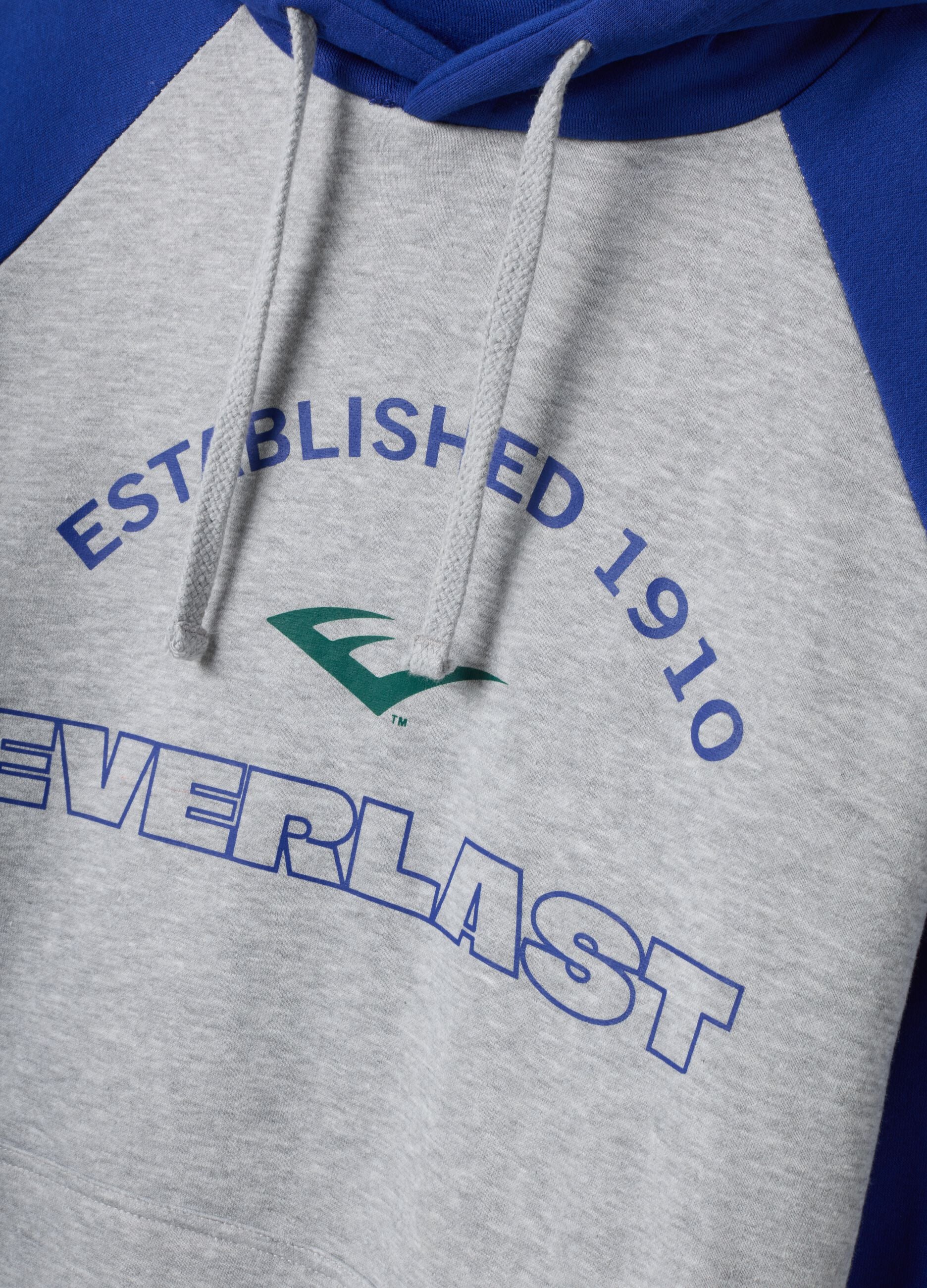 Grey marl cotton-blend hoodie with drawstring hood and print