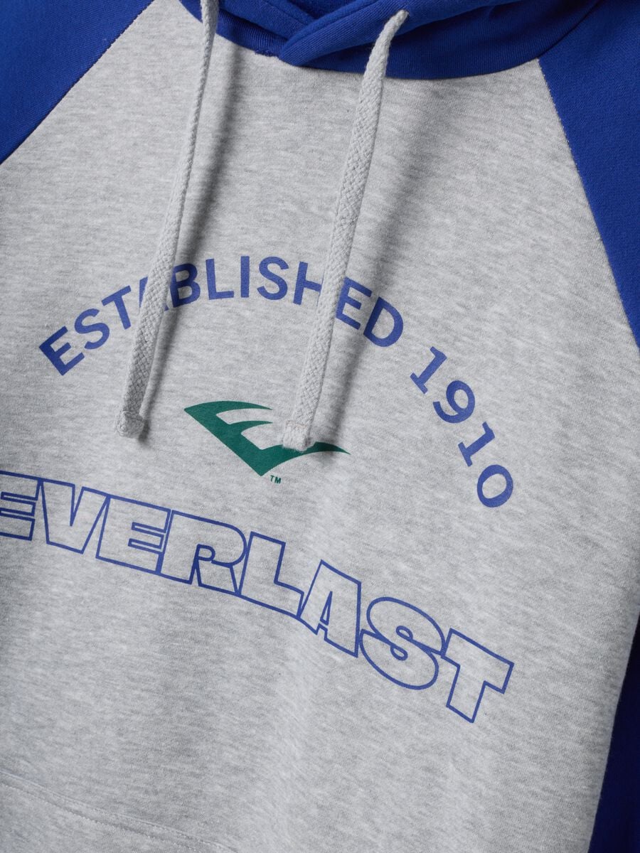 Grey marl cotton-blend hoodie with drawstring hood and print_1