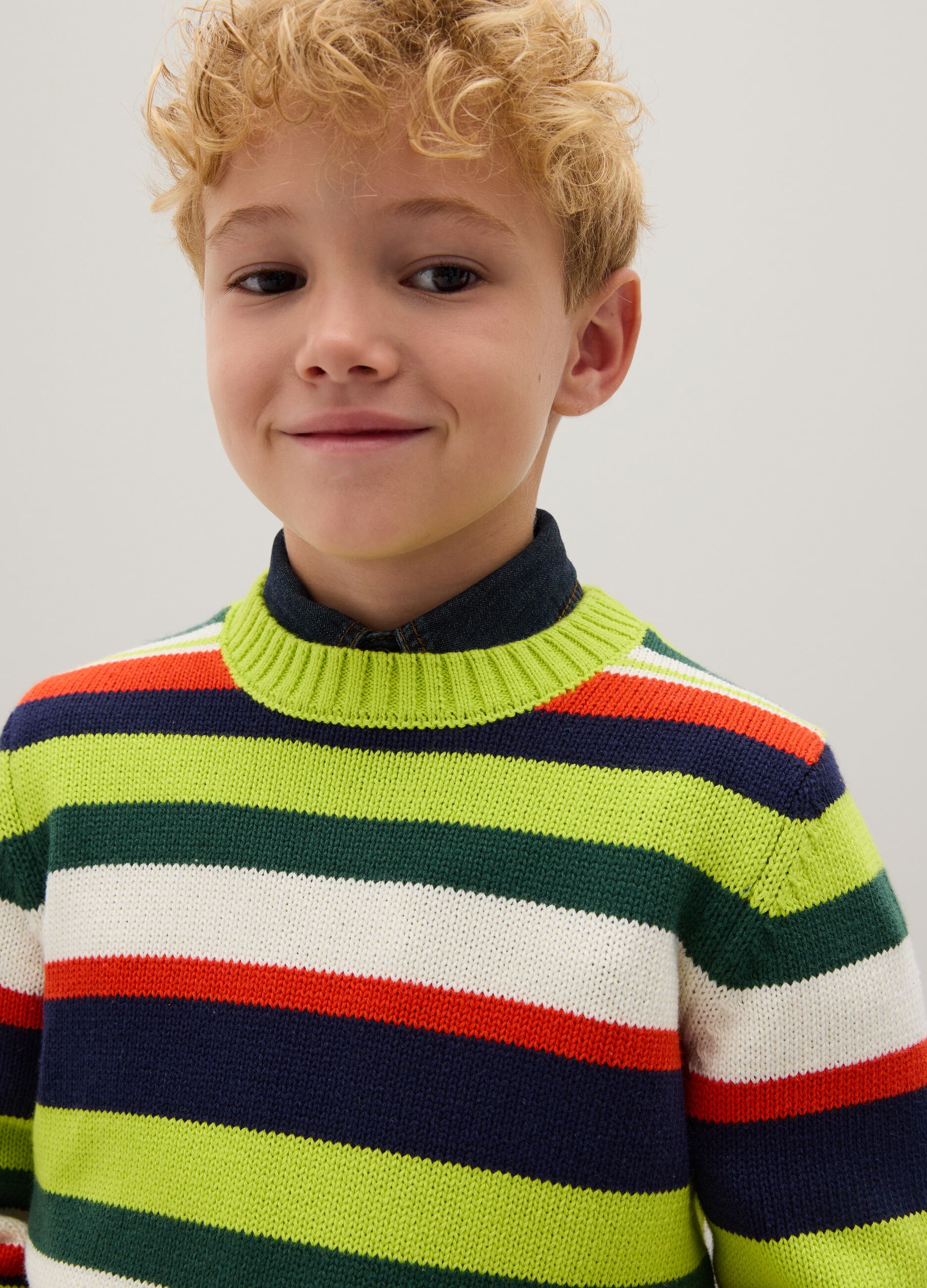 Boys' pure cotton multicolour regular fit jumper