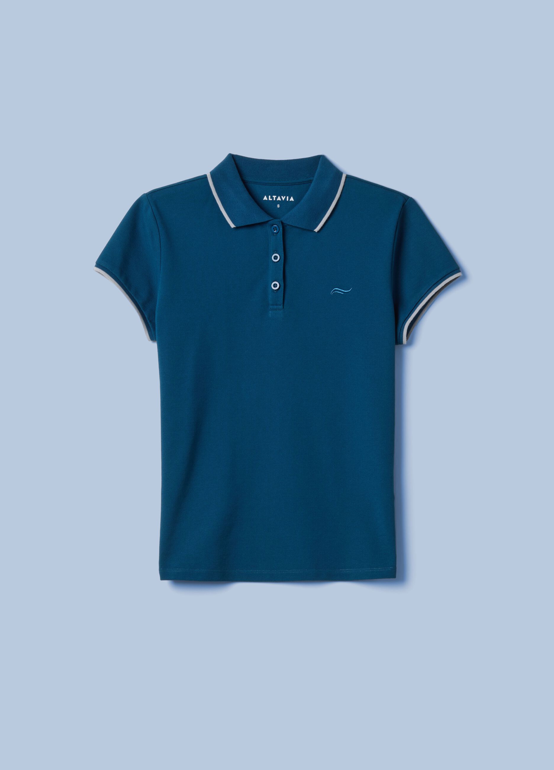 ALTAVIA SAILING blue stretch cotton polo shirt