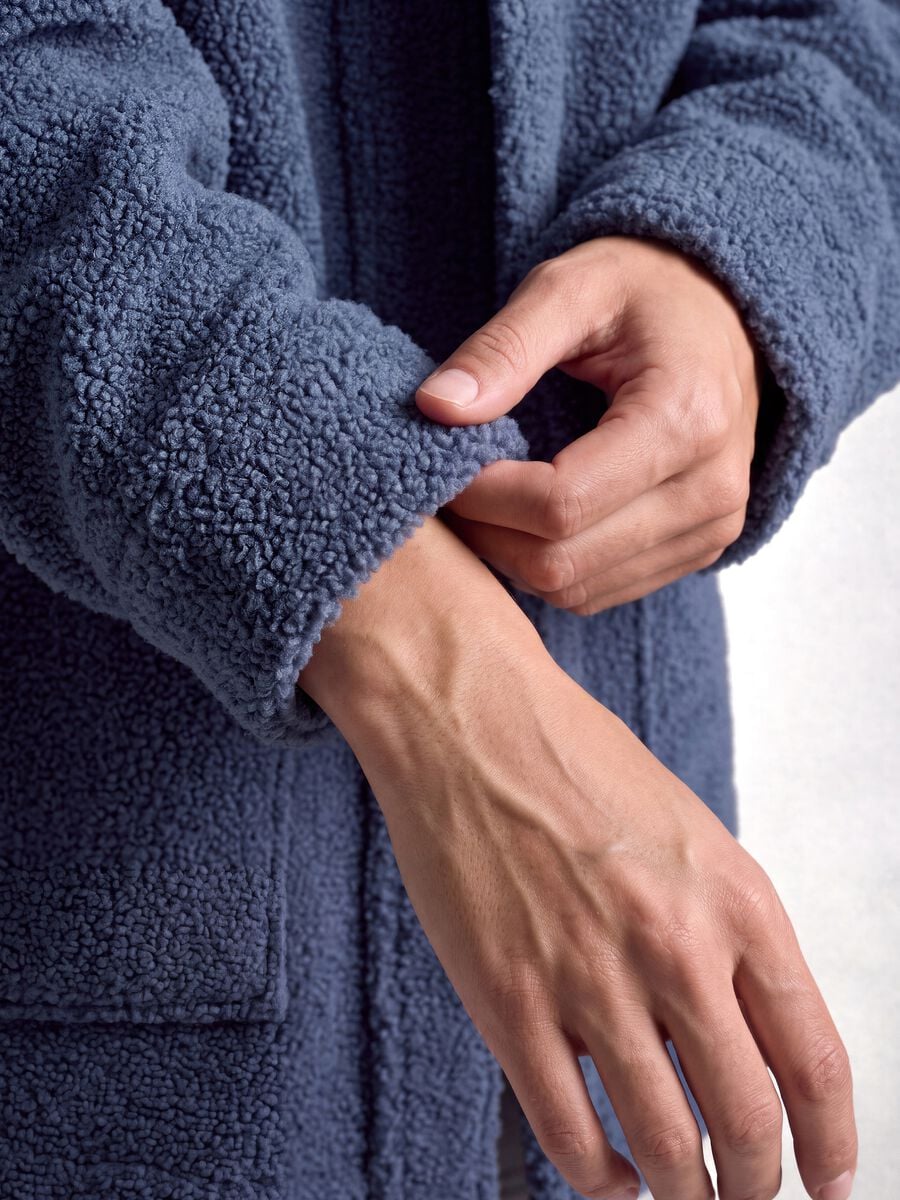Shacket blu in sherpa con bottoni relaxed fit ALTAVIA STUDIO_3