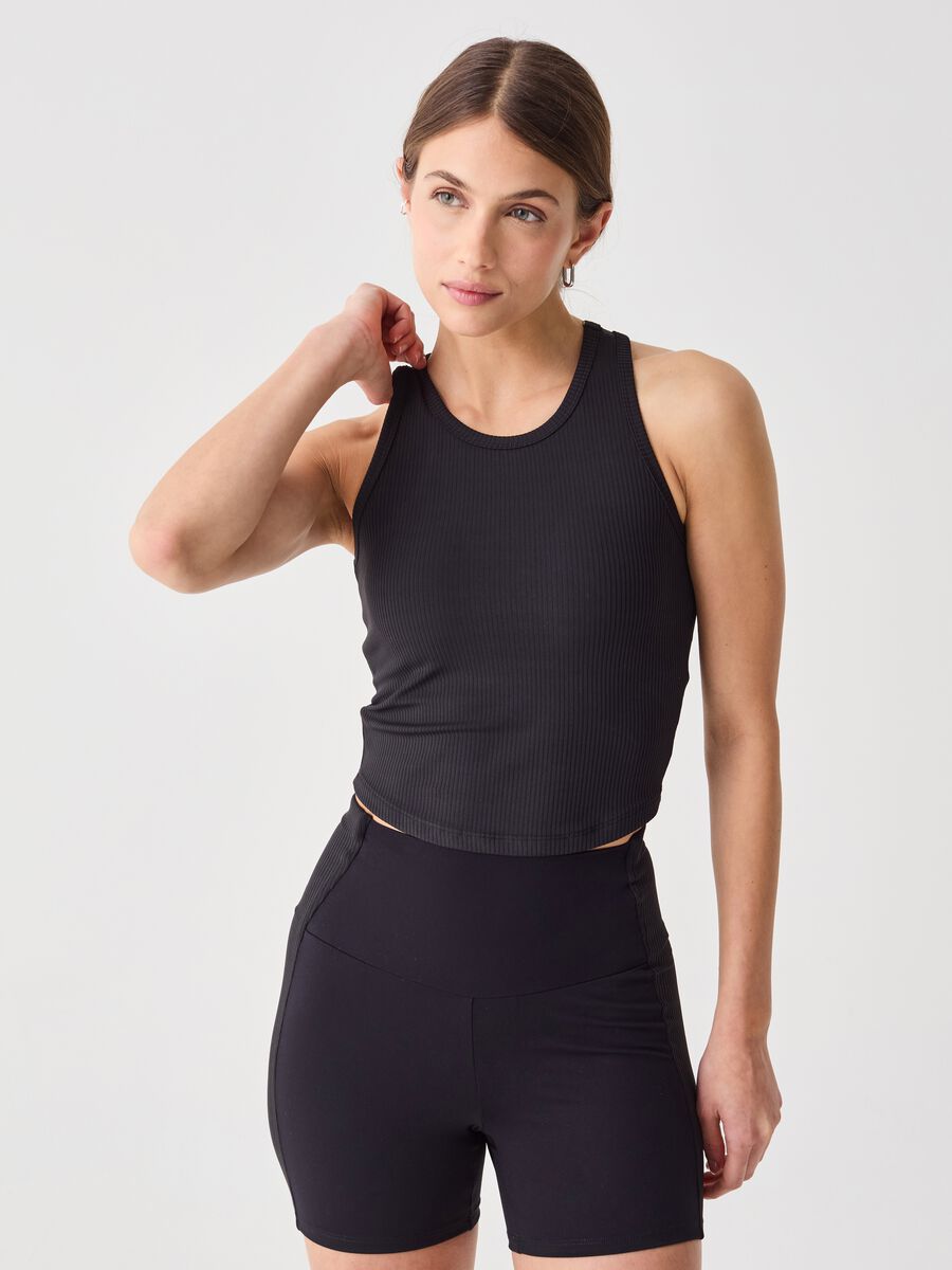 ALTAVIA STUDIO crop tank top in ribbed technical fabric_0