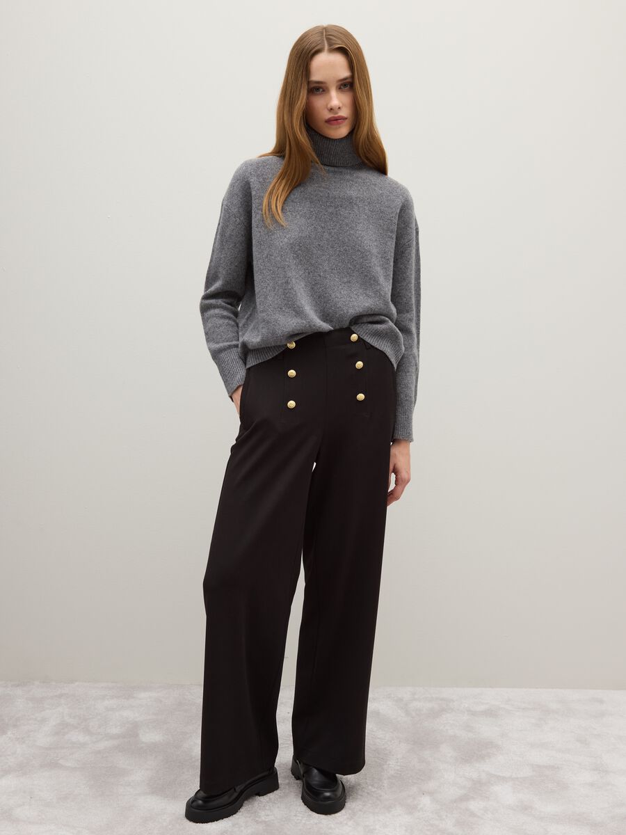 Grey high-neck pure wool jumper in regular fit_1