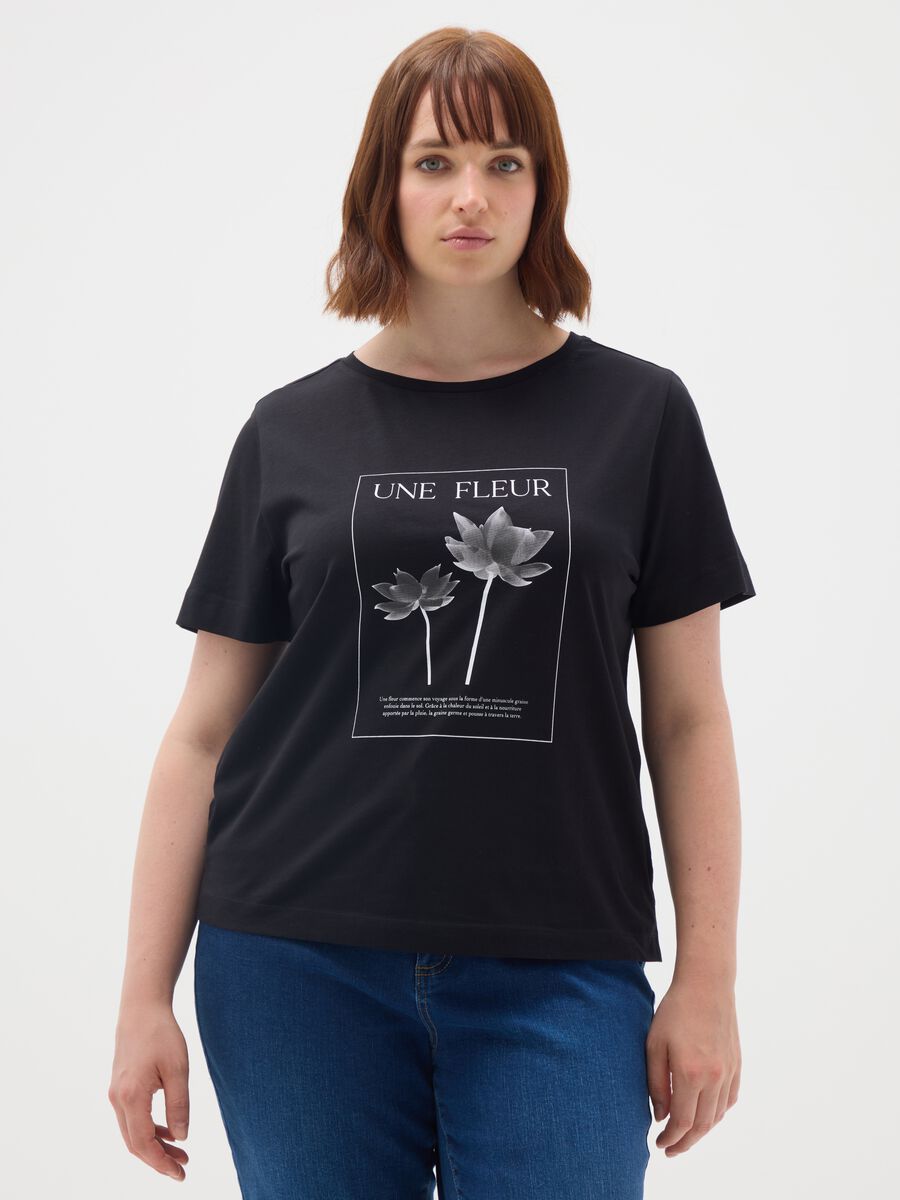 Women's black pure cotton T-shirt_0