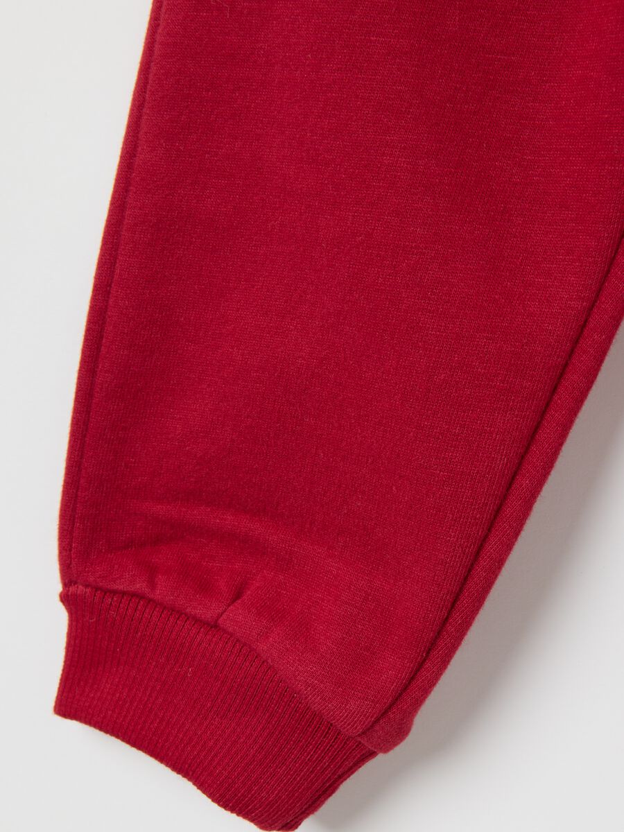 Children's red pure cotton jogger trousers_3