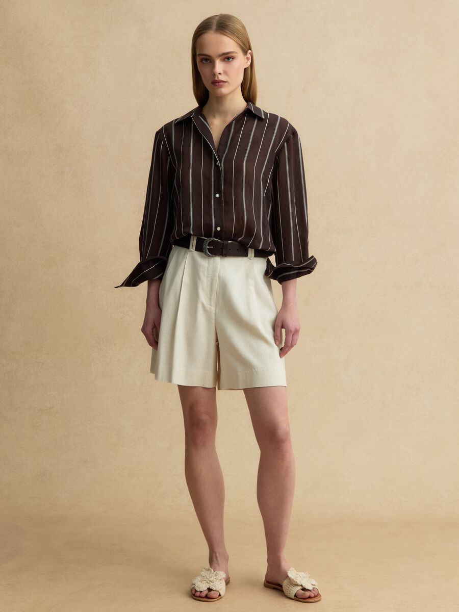 Camicia in misto lyocell a righe multicolor regular fit_2