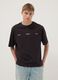 T-shirt nera in puro cotone con stampa frontale_2