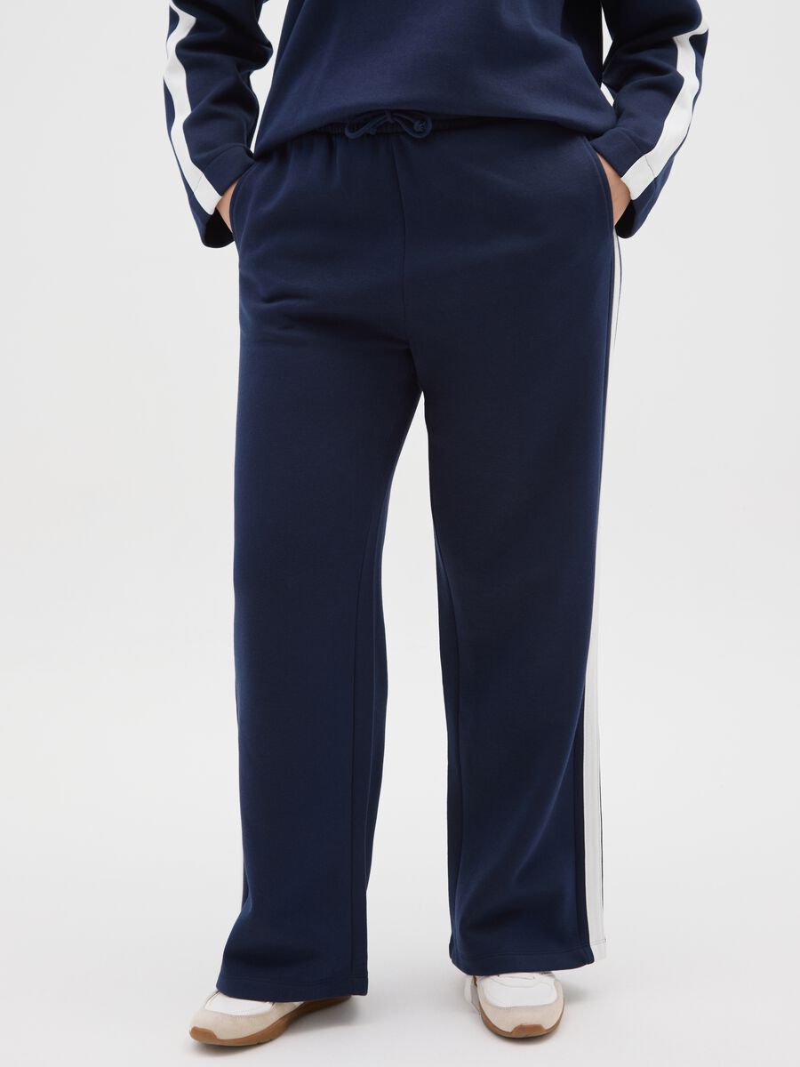 Pantaloni in misto cotone blu regular fit_1