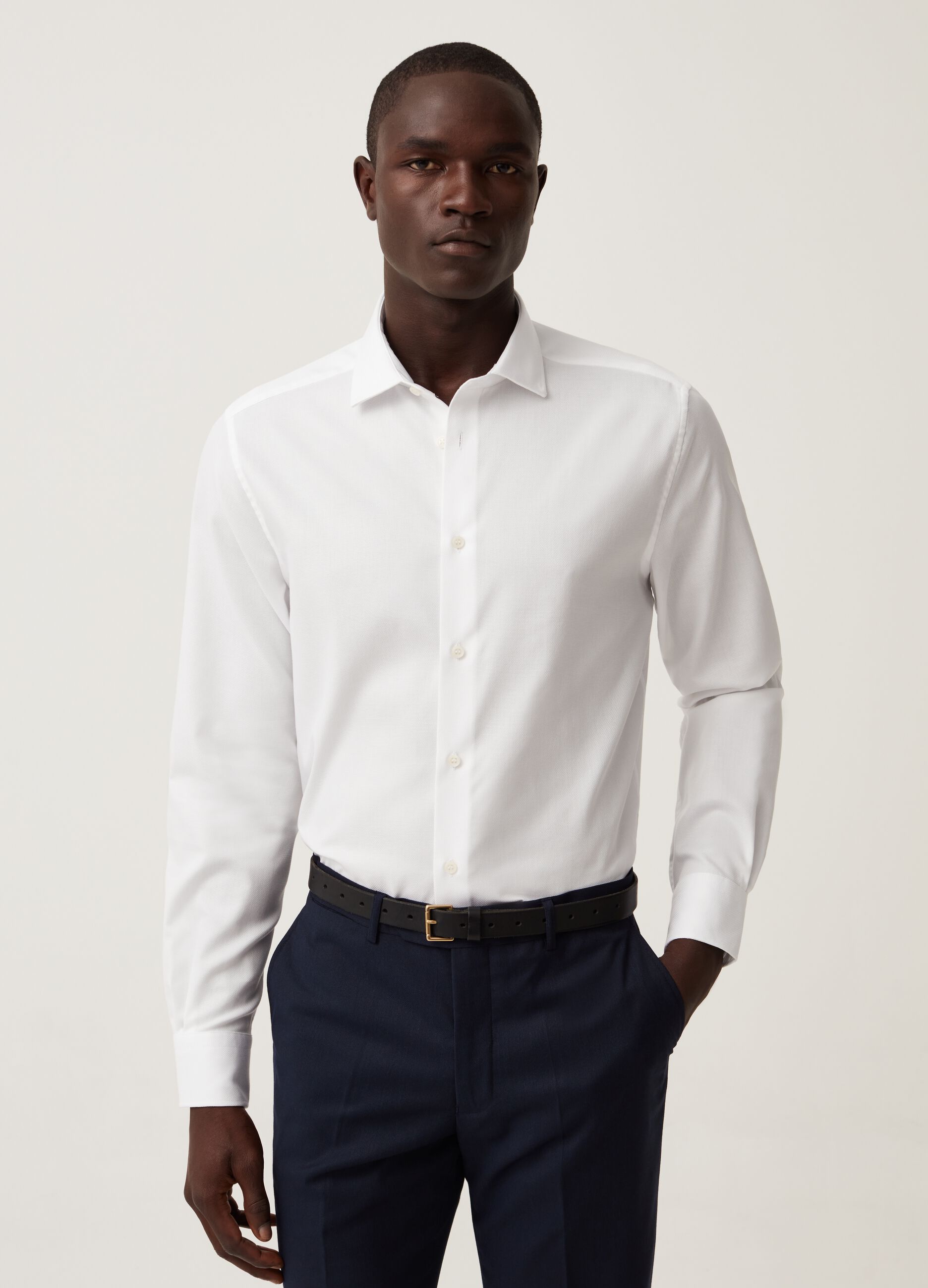 Slim-fit shirt in no-iron cotton