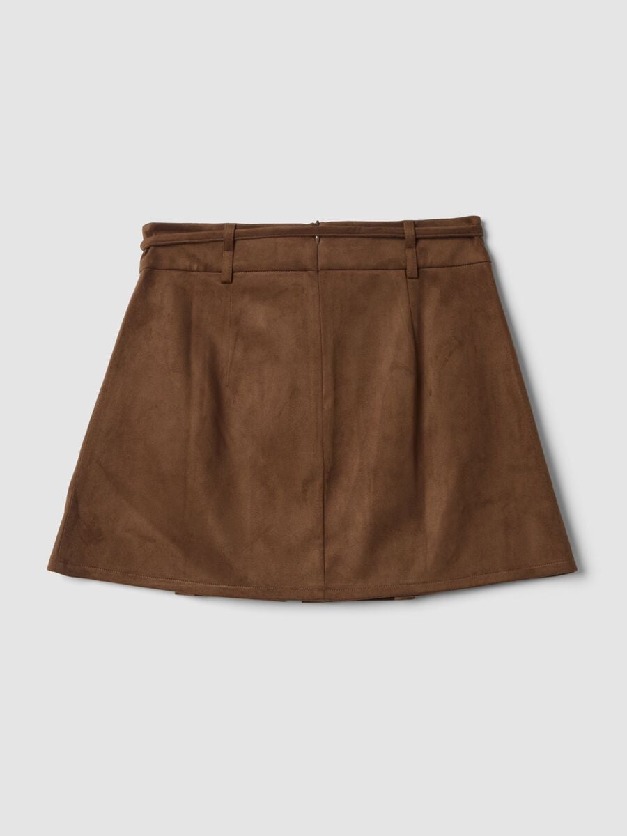 Brown stretch-fabric skirt with belt_2