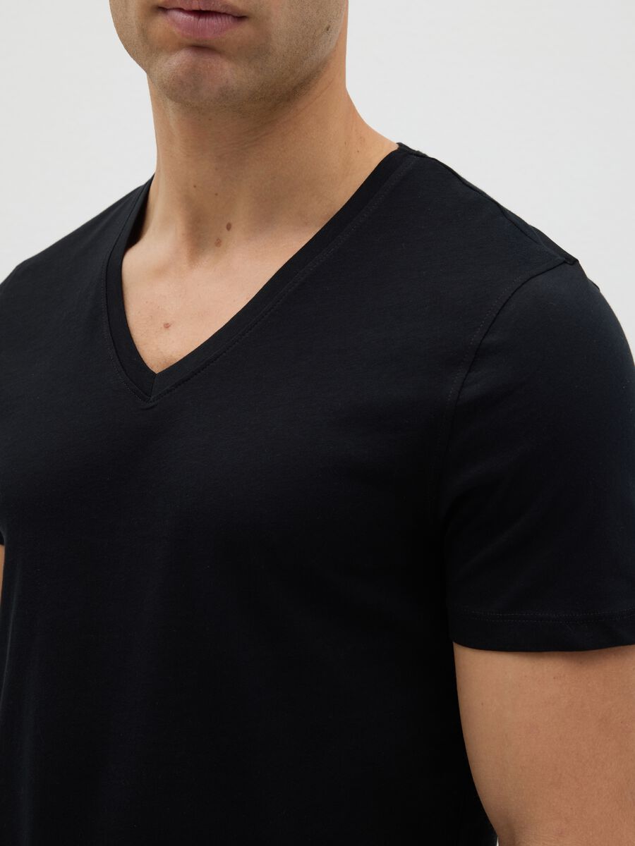 Men's T-shirt in pure black cotton regular fit_2