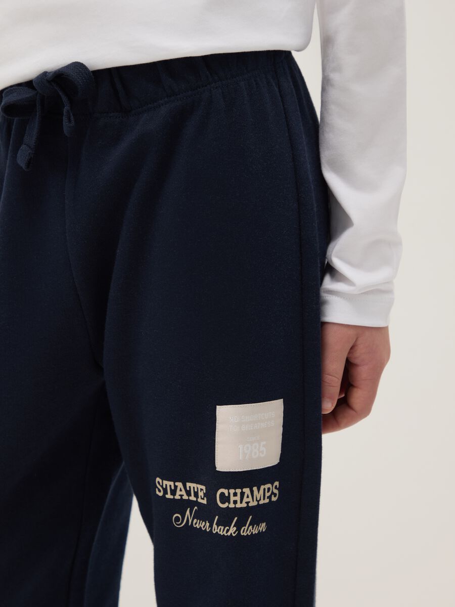Pantaloni jogger blu da ragazzo in puro cotone regular fit_2