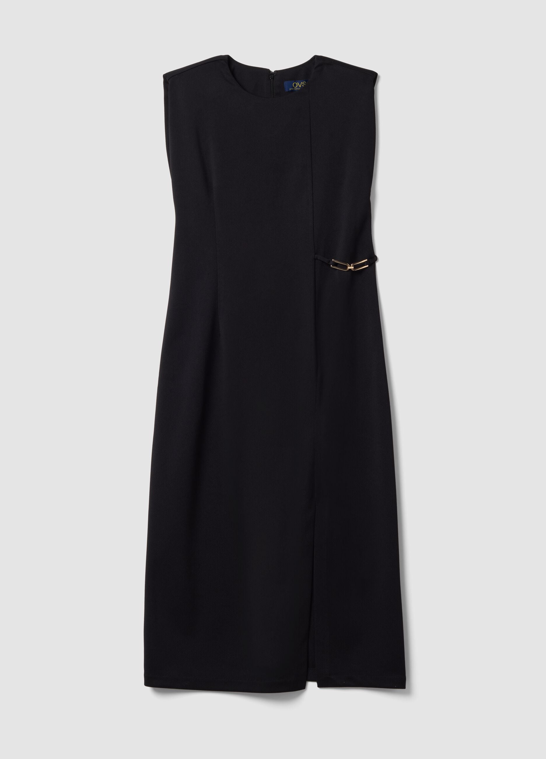 Black midi dress in stretch fabric, slim fit