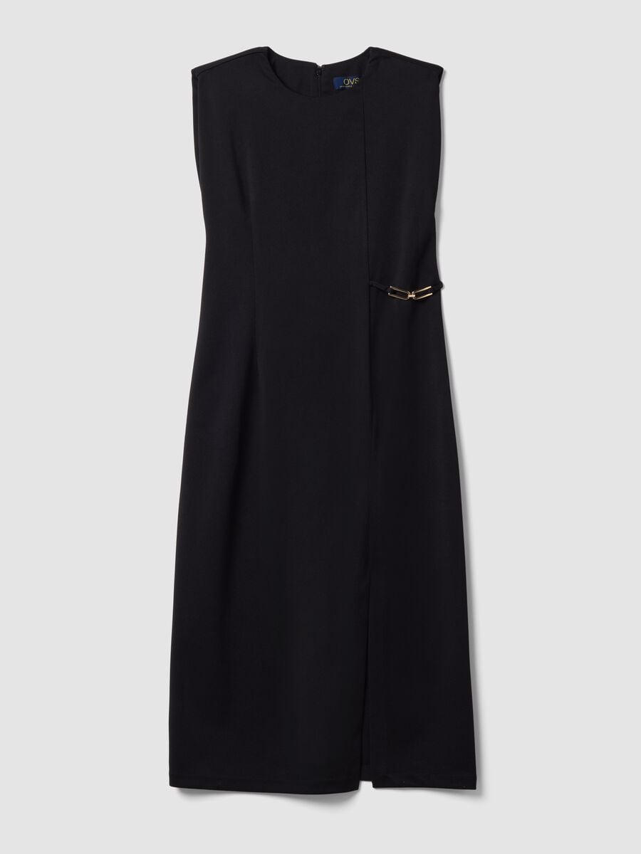 Abito nero midi in tessuto elasticizzato slim fit_4