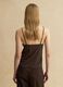 Brown regular fit viscose blend tank top with transparent details_3