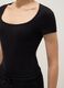 Regular fit black stretch cotton bodysuit with square neckline_3