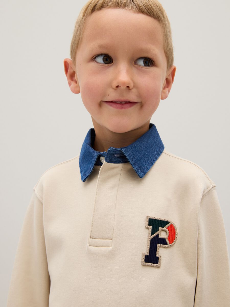 Children's polo shirt in pure beige cotton regular fit_2