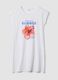 Camicia da notte bianca in puro cotone organico regular fit con fiore_4